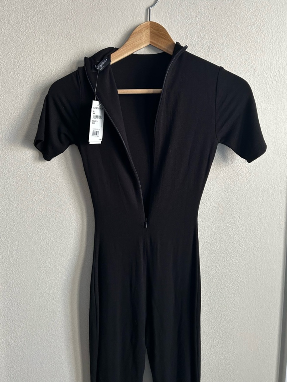 NWT Naked Wardrobe Sculpt Short Sleeve Jumpsuit Black Viscose Mock Neck Size XS - Picture 8 of 9
